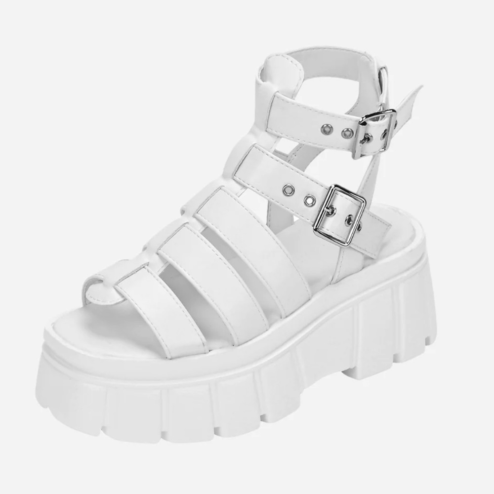 Ready Salt Faux Leather Chunky Caged Platform Sandals